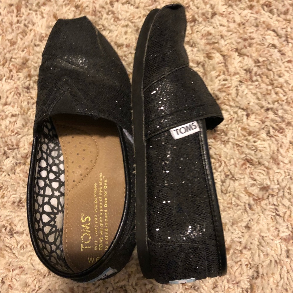 Toms glitter classic slip on shoes.